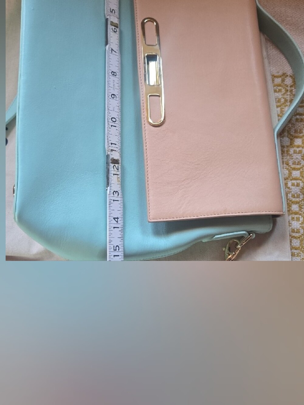 Two-Tone Mint and Beige Top-Handle Crossbody - Picture 5 of 7